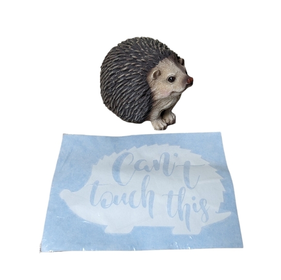 Hedgehog Lovers 2pc Gift Set Figurine Statue Decal Gift Present Porcupine Decor - Picture 7 of 8